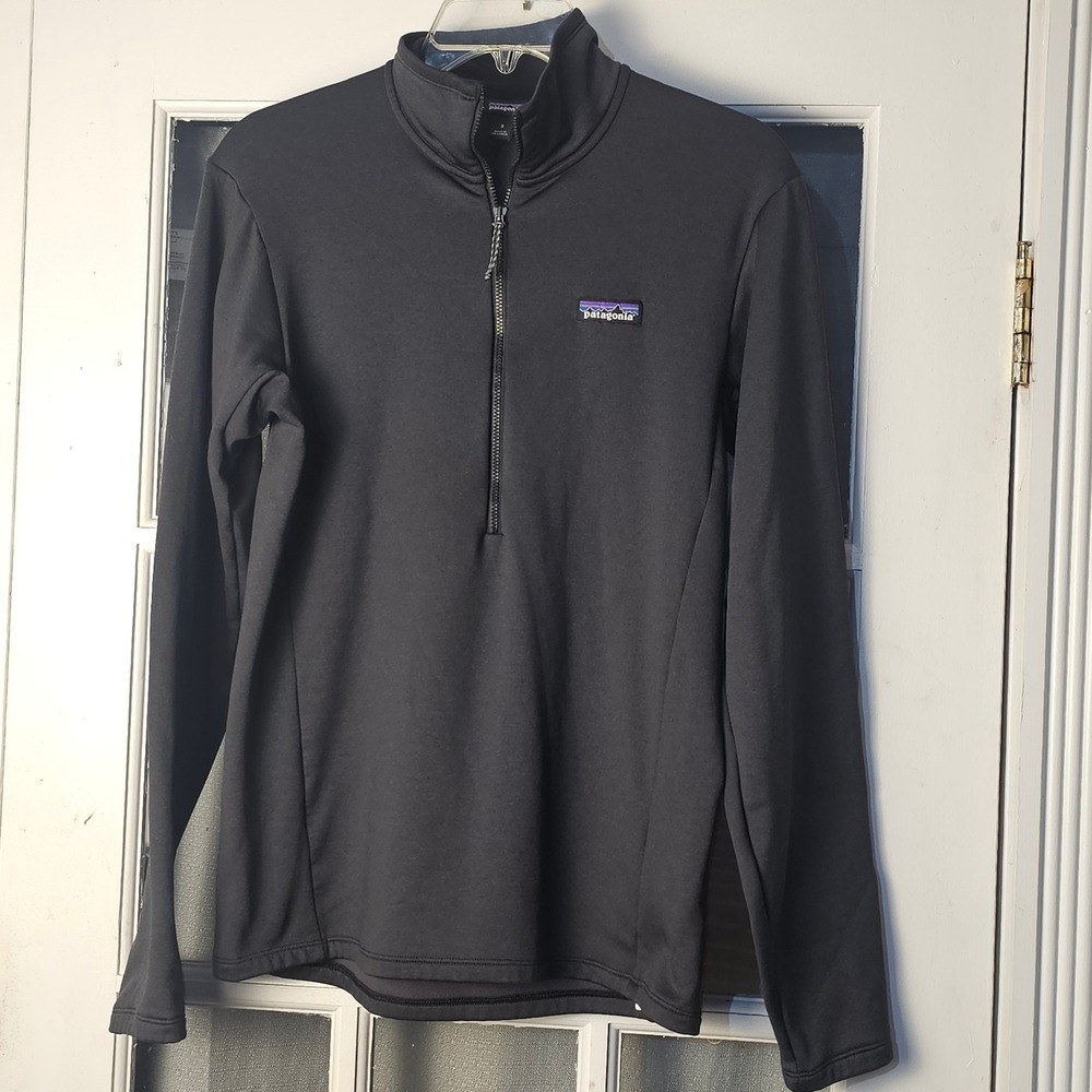 Patagonia‎ Mens Black Daily Half Zip Neck Pullover Small - Embroidered